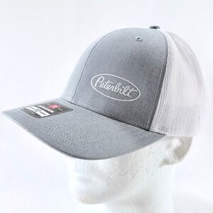 Richardson Peterbilt Grey White Snapback Mesh Trucker Hat Cap